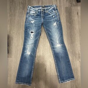 Silver Jeans Women's Boot Cut Distressed Blue
